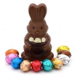 Leonidas - Figurine de Pâques en forme de lapin multicolore et 10 petits oeufs de Pâques - Leonidas Warneton (Belgique)