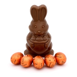Leonidas - Lapin en chocolat au lait avec 5 petits œufs de Pâques en chocolat au lait - Leonidas Warneton (B)
