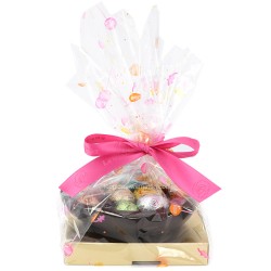 Leonidas - Demi coquille en chocolat noir garnie de 16 petits œufs de Pâques assortis