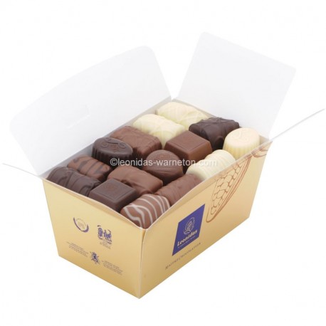 Chocolats de Noël - Boîte de chocolat dorée à partager 500g - Assortiment  de chocolats belges boite Métal 