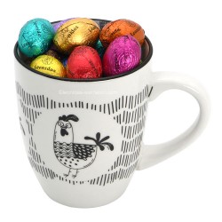 Mug Poule noir et 30 petits oeufs de Pâques