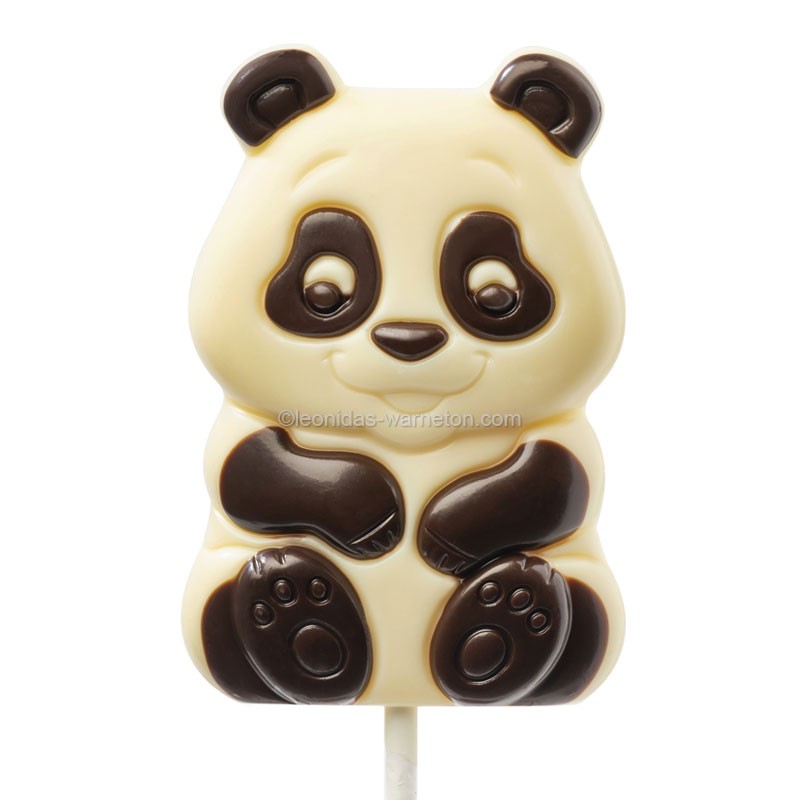 Sucette Panda en chocolat blanc 35gr Leonidas Warneton E shop